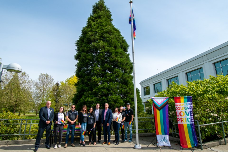 The Progress Pride Flag was raised at City Hall in Ladner on June 1 in celebration of Pride Month.