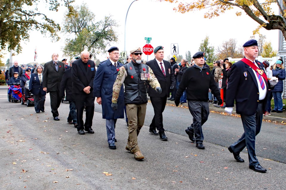 The Remembrance Day ceremony in Ladner on Friday returned to pre-pandemic ways as the community came out in the hundreds to remember and pay their respects to Canada's veterans.