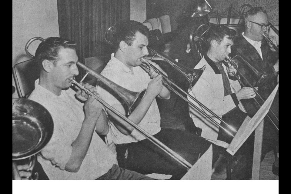The early trombone section composed Bill Zander, Ray Rasmussen, Ron Jacks and Al Price.