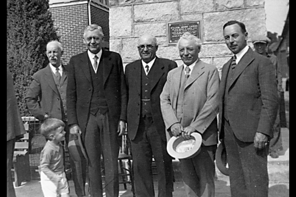The unveiling took place in Ladner on June 25, 1932. The clock and historic Municipal Hall building are still there today.