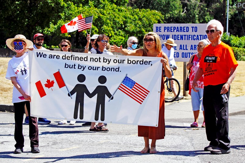 On Sunday afternoon a protest was held on the Canada/US Boundary Bay border as residents and business owners from Point Roberts joined residents from Canada in a protest.