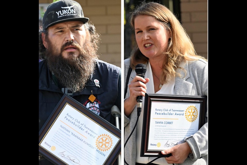 Tsawwassen First Nation members Nathan Wilson and Tanya Corbet are co-winners of the Tsawwassen Rotary Club's Community Peace Builder Award.