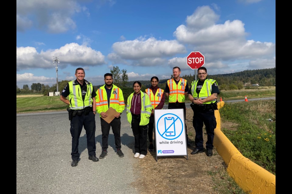 Delta Police, along with Delta Cell Watch volunteers set up watch on Ladner Trunk Road near 64th Street, in Ladner from 10 a.m. to noon on Sept. 29, looking for distracted driving.