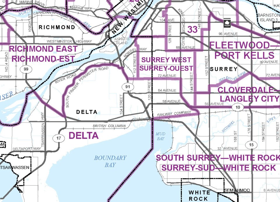 2022 proposed delta federal electoral boundary changes