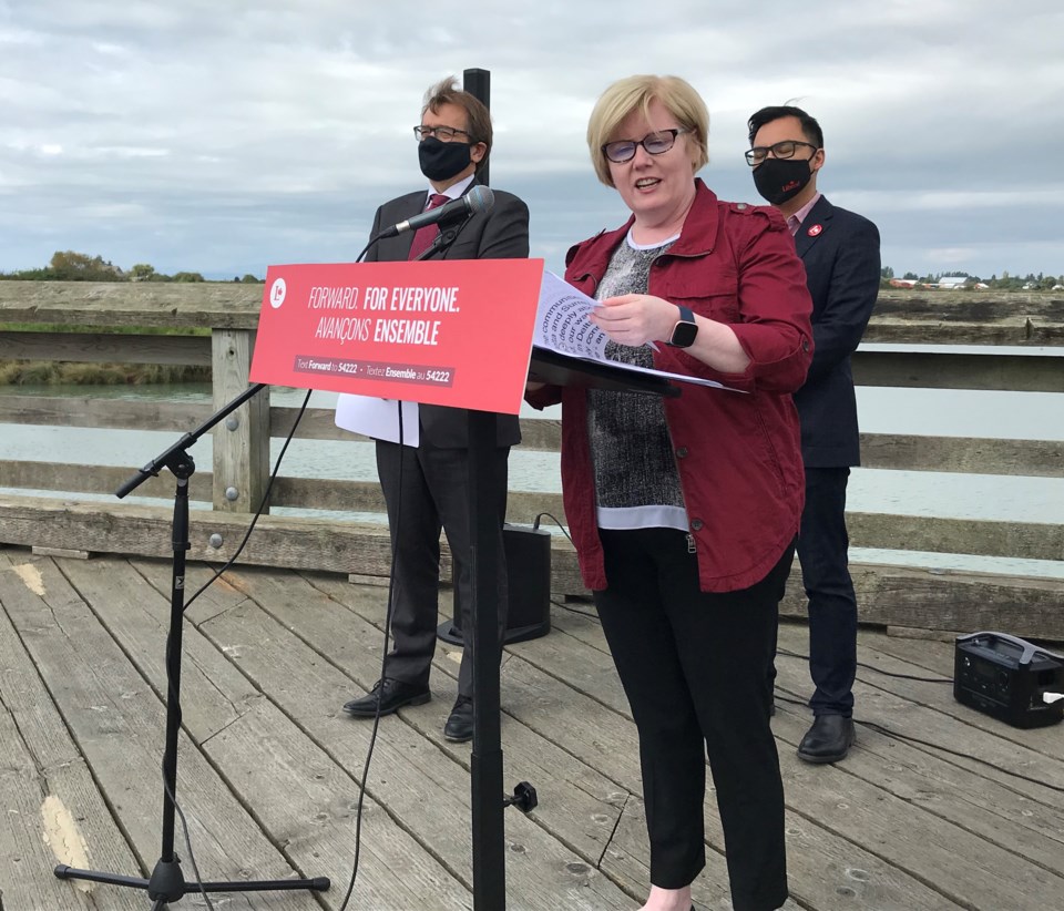 delta liberal candidate carla qualtrough at wellington point park