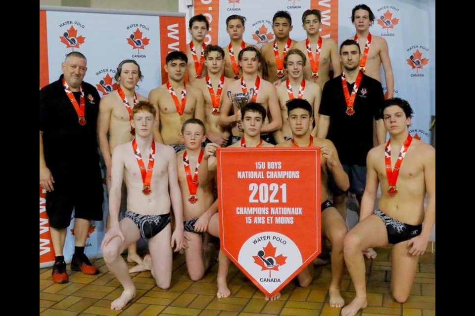 Fraser Valley Water Polo Club U15 boys team went undefeated to capture gold at the national championships in Calgary. 
