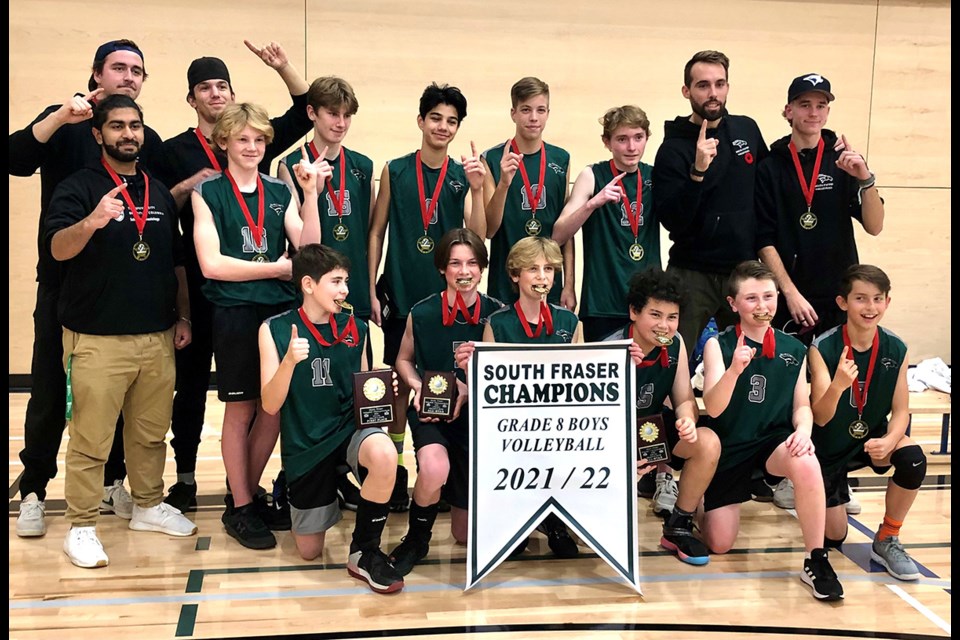 Delta Pacers capped a perfect run at the South Fraser Grade 8 Boys Volleyball Championships with a straight-set win over Pacific Academy in the gold medal match, played at Grandview Secondary in South Surrey. 