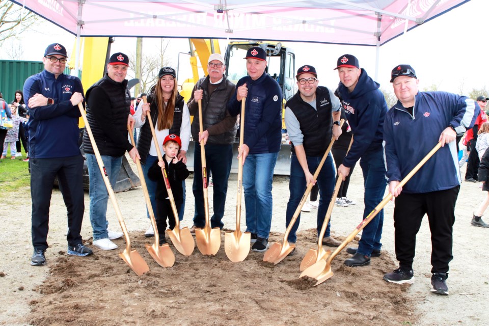 The Ladner Minor Ball Association hosted its opening day festivities on Saturday, April 6 at Cromie Park in Ladner. As part of the opening, City of Delta council along with Delta South MLA Ian Paton joined with LBA members to officially break ground on their new training facility.