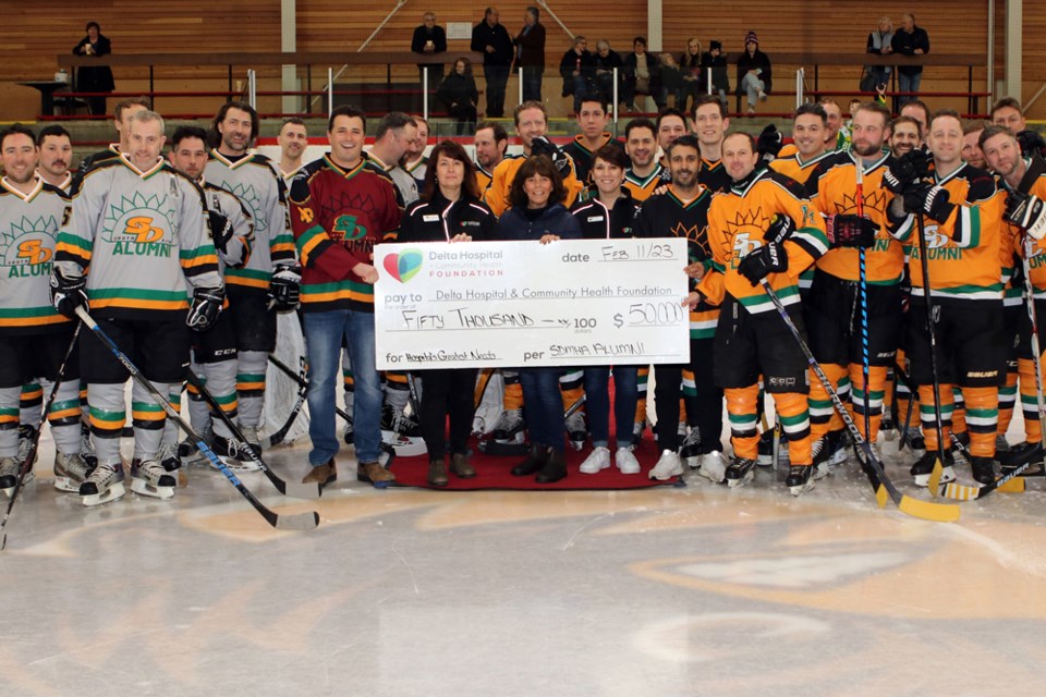 The second annual South Delta Hockey Alumni Tournament proved to be a huge success last Saturday at the Ladner Leisure Centre, raising $50,000 for the Delta Hospital and Community Health Foundation. That’s a whopping $35,000 increase from last year’s inaugural event thanks to 120 participating players forming eight teams. 