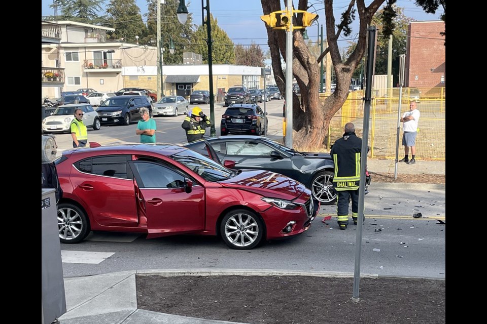 The collision on Thursday, Oct. 20 happened in front of the office of the Delta Optimist.