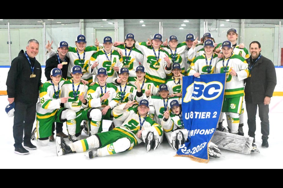 South Delta A1 Storm are back-to-back U18 Tier 2 provincial champions thanks to a perfect six-game run on home ice capped by a 4-0 win over Cloverdale in Wednesday nights gold medal game at the Ladner Leisure Centre. Mark Booth Photo 