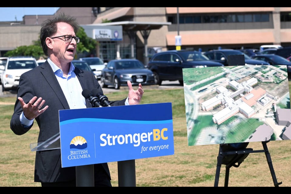B.C. Minister of Health Adrian Dix announcing construction of new 200-bed long term care facility outside Delta Hospital on Thursday (June 8). Mark Booth Photo 
