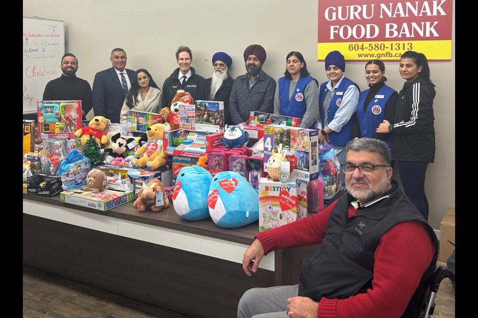 The Delta Police Foundation launched its Red and Blue Sock and Toy Drive a few weeks ago and has collected a bunch of both. Photo courtesy Delta Police 