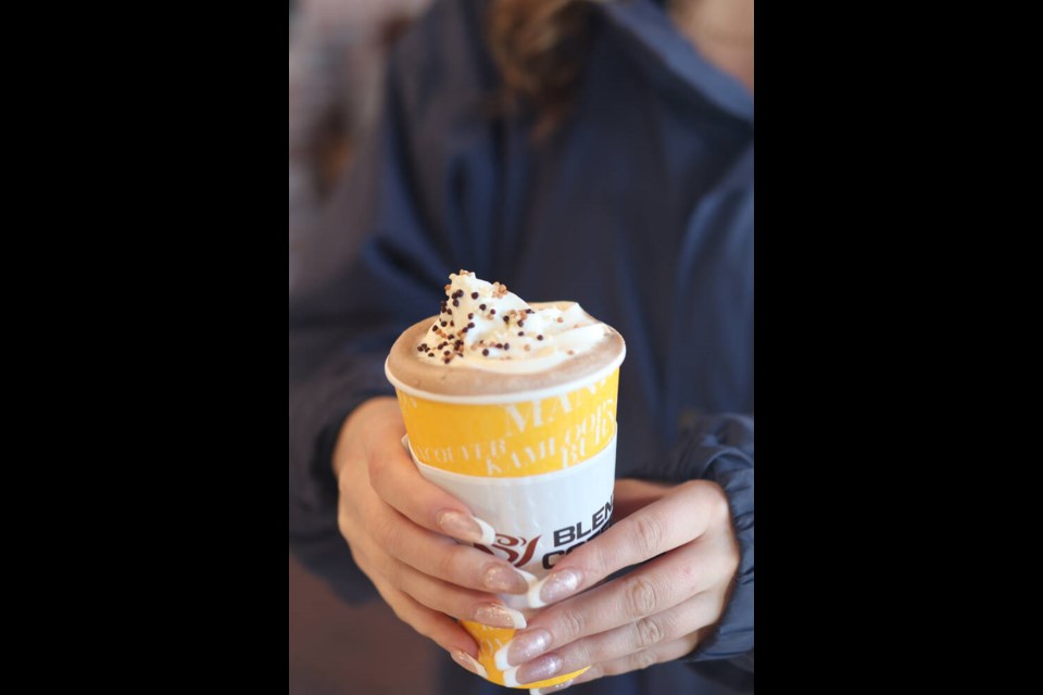 Blenz Tsawwassen is featuring a hazelnut dark hot chocolate.
Photo courtesy Blenz