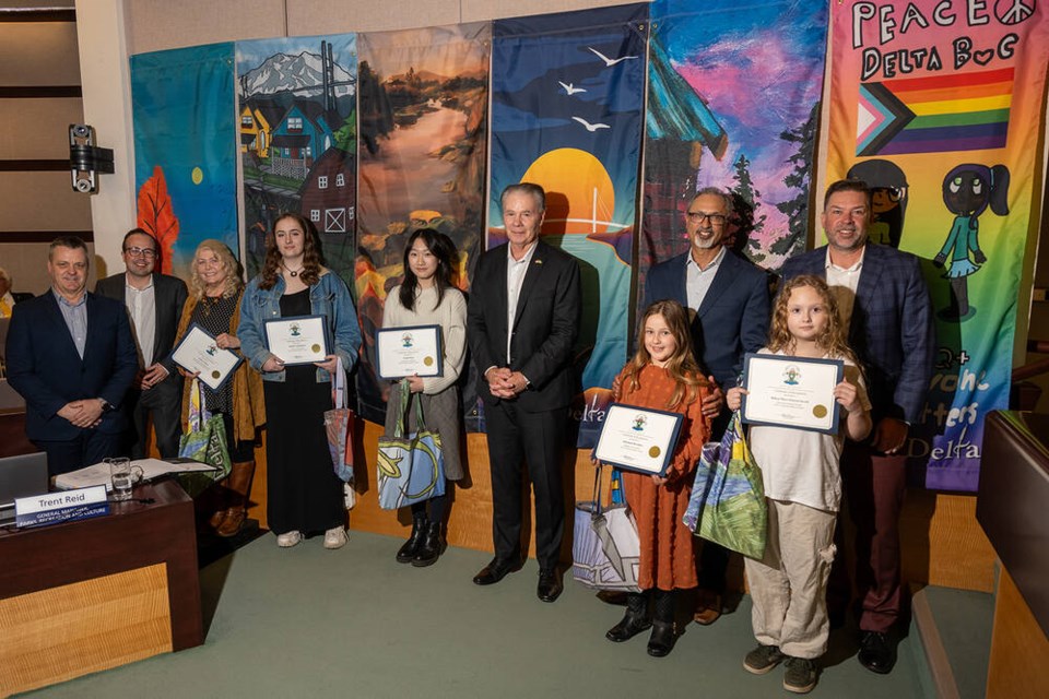 Delta council recognized this year’s Banner Contest winners at the March 18 council meeting. Photo courtesy City of Delta 