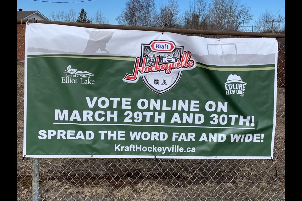 Signs have been going up at locations around the city from businesses urging people to vote online on March 29 and 30