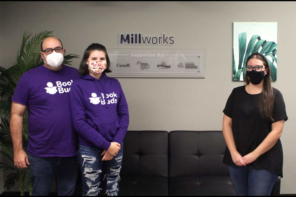 BookBuds – Winner: (L to R) Bridges to Better Business Pitch Competition winners Bill and Emlyn Goulding from BookBuds and City of SSM Economic Development Officer Jessica Maione. Supplied photo