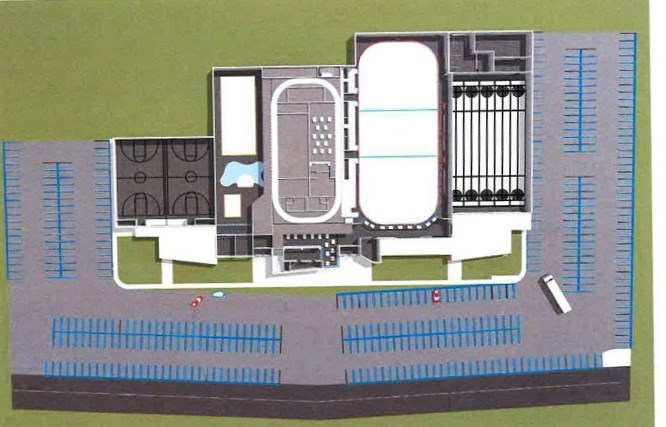 Architect drawing of the potential new Elliot Lake Recreation and Wellness Hub