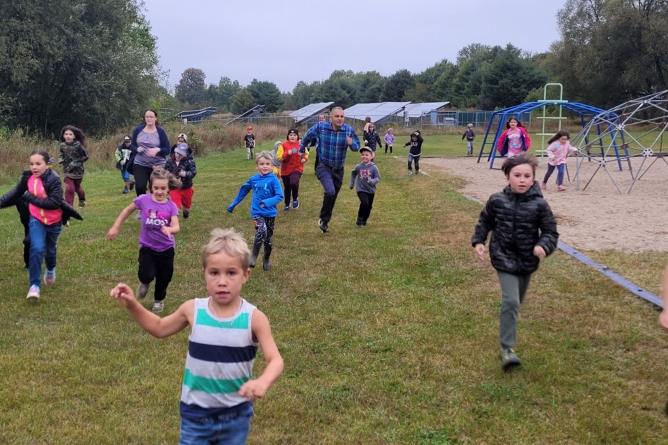 Students at École Sainte-Anne school start their learning day with a short run or a five-minute walk.