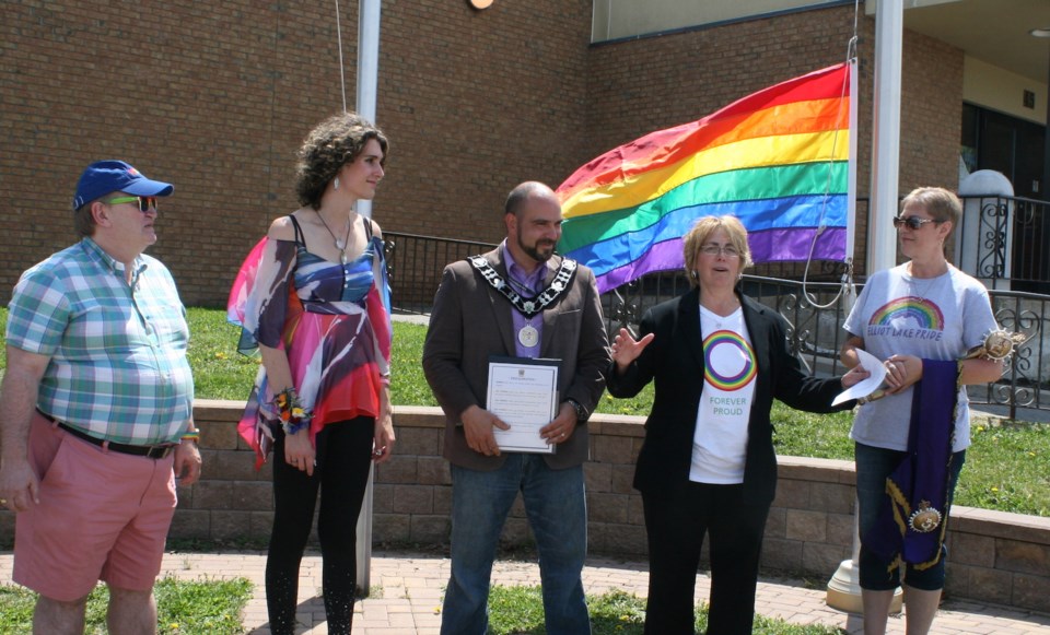 Pride flag raising 2018-05-26 Elliot Lake Pride