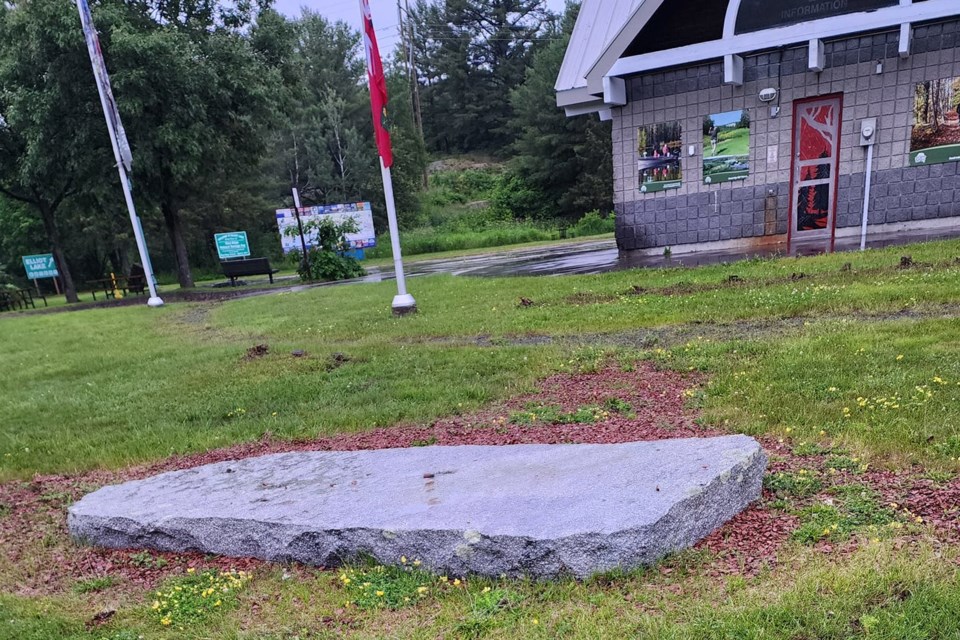 A popular deer sculpture display is gone, leaving behind only a bare concrete pad.