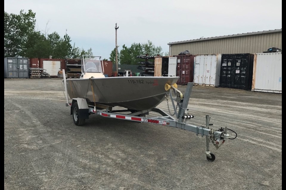 A boat was reported stolen from Hydro One property on Bind River sometime between April 15 and April 20, 2023
