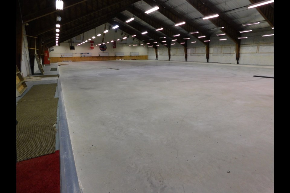 Inside the curling arena as renovations continue.