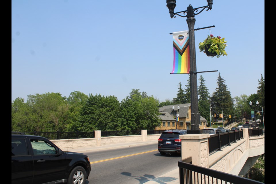 The organizer behind the Pride banners thought they'd be more protected from theft or damage being higher up on light poles. Two of four Pride banners in Downtown Fergus were damaged. This one was not.