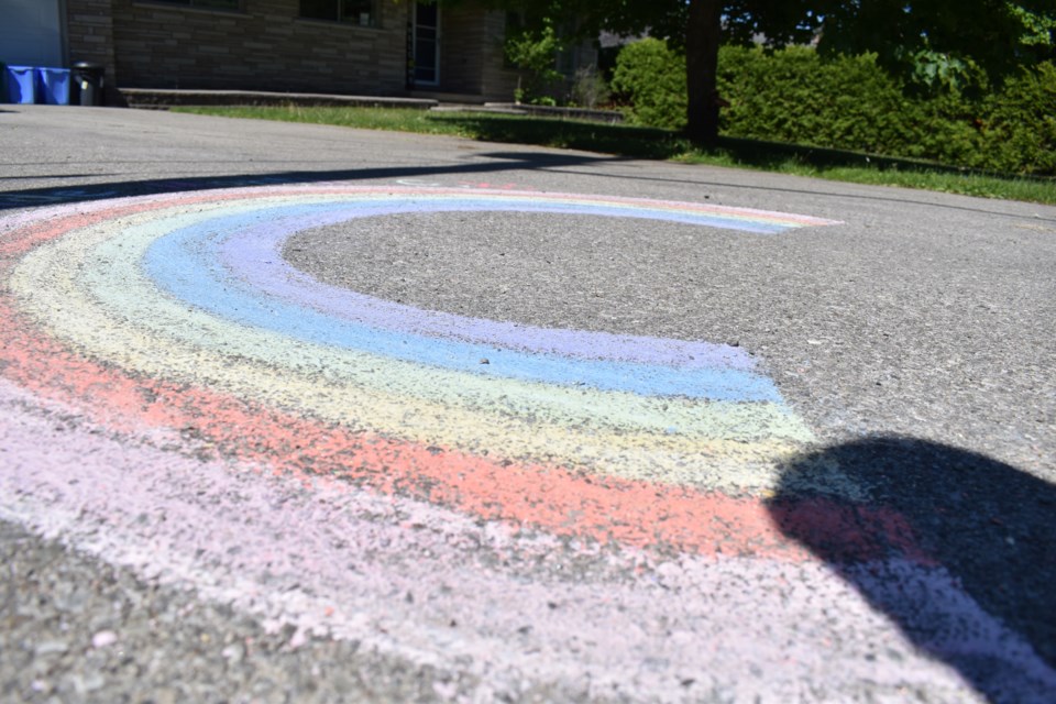 To kick off pride month, residents could show support for the LGBTQ+ community by putting a chalk rainbow on their driveway. Keegan Kozolanka/EloraFergusToday