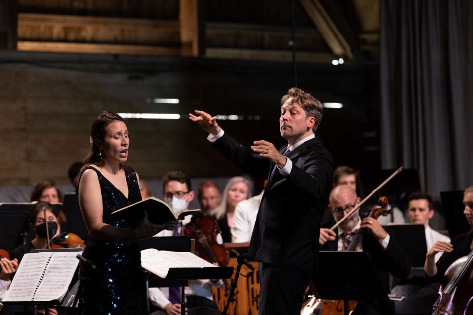 Conductor Mark Vuorinen with Helene Brunet at a Elora Festival concert.