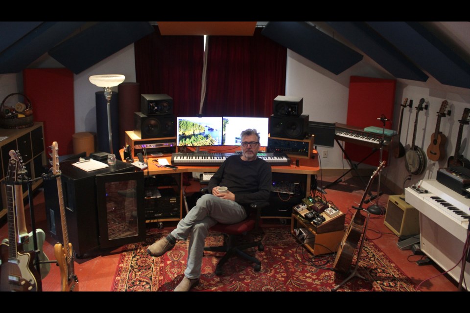Andy McNeill considers himself very lucky to have found the property he did in Elora which has a separate coach house he uses as a music studio.
