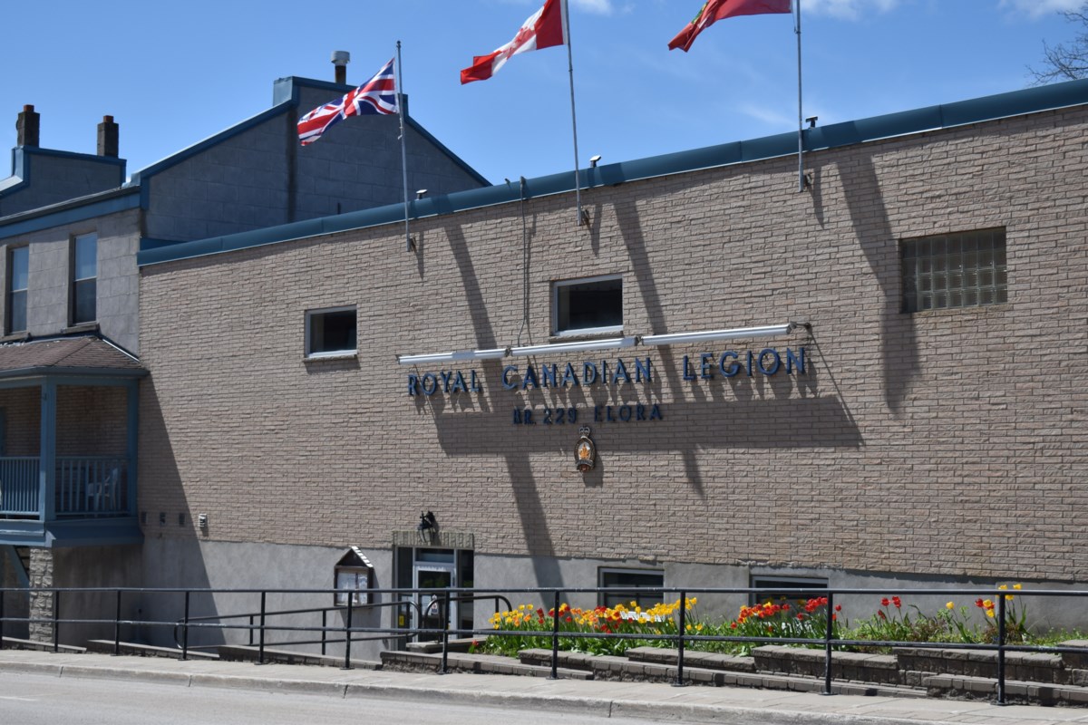 The co-defedants say the woman allegedly injured in a fall outside the Elora Legion was the 'author of her own misfortune'