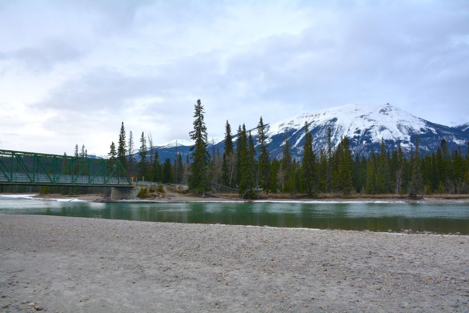 There isn’t much ice left on the banks of the Athabasca River at Old Fort Point.