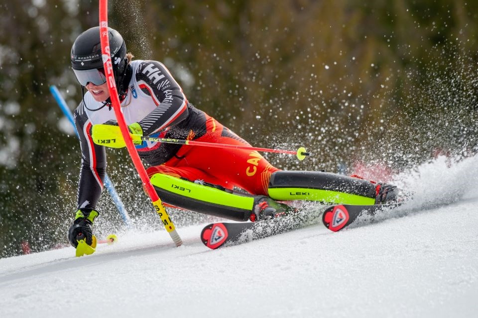 Jesse Kertesz-Knight, 20, won the slalom title and was second in the giant slalom during the Canadian National Alpine Championships at Red Mountain in Rossland, B.C. last month. More on page 7. | Supplied photo