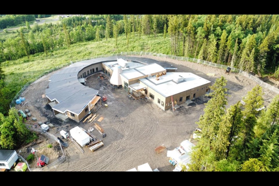 An aerial view of the Kikinow Elders Lodge near Grande Cache.