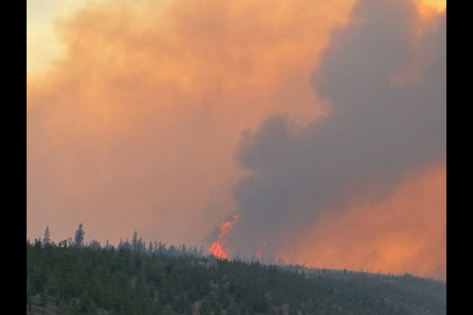 The Mercoal area wildfire burns on Sunday, May 25, 2025.