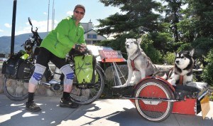 Since being diagnosed with malignant melanoma in 1987, Randolph Westphal has been biking around the world with his four-legged companions. Sarah Makowsky photo