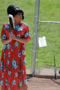 A drag queen at bat during last year's Emily Morgan Celebration Softball Tournament. N. Veerman photo
