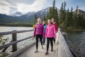 Family Walking Across Pyramid Lake Bridge