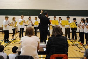 Students at Jasper Elementary school played their recorders during the Yellowhead Regional Arts Festival last week.  Photo - P Clarke.  