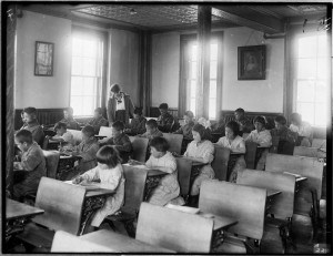 Aboriginal students at an Indian Residential School, in Brandon, Man., 1946. Photo - Library Archives of Canada. https://www.flickr.com/photos/lac-bac/ 