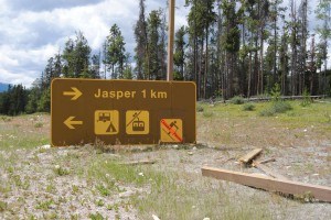 There are at least six broken road signs within 15 km of the Jasper townsite. Photo - P. Clarke. 