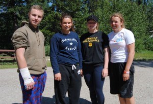 Devon Campbell, Melissa Sabourin, Morgan Soetaert and Kate Gibson were all injured during a horse riding accident near the Jasper Park Riding Stables, July 8. | P. Clarke photo