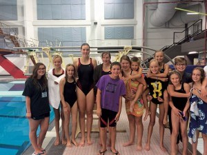 First picture from left to right: Coach Mikyla Sherlow, Emma Glover, Teslyn Pfisterer, Pascale Robinson, Mikaela Robinson, Colten Thomas, Hope Deagle, Turi Duhamel, Isabelle Glover, Rebecca Glover, Mistaya Duhamel, Sophia Mastrianni, and Sophie Pfisterer.