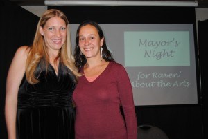 Stephanie Marr (left) was recognized with the threatre award and Santina Cross right received the writing award. Photo - P. Clarke.