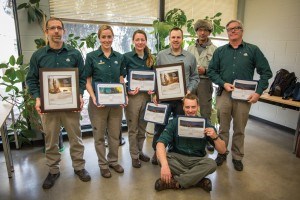 Alan Fehr presents the 2014 CEO awards to varous team members from Jasper National Park.