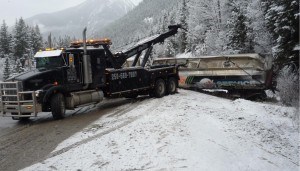 A tractor-trailer carrying fuel spilled 20,000 litres of diesel into the Fraser River March 1. Photo courtesy of B.C. Ministry of Environment.