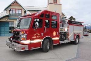 The new pumper-tanker can carry 1,500 gallons of water–triple the capacity of the truck is replacing. It cost $575,000 and was a joint purchase by the municipality and Improvement Division 12, an area that is the responsibility of the province. Photo - P.Clarke.