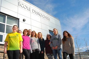 A group of eight students from cole Desrochers are raising money for the Jasper Food Bank and clean water for a community in India in a effort to get invited to WE Day in Calgary next fall. Photo - P. Clarke.