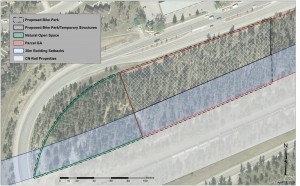 The bike park will be located along Connaught Drive across from Mount Robson Inn on the west side of town. Image provided by the municipality. 